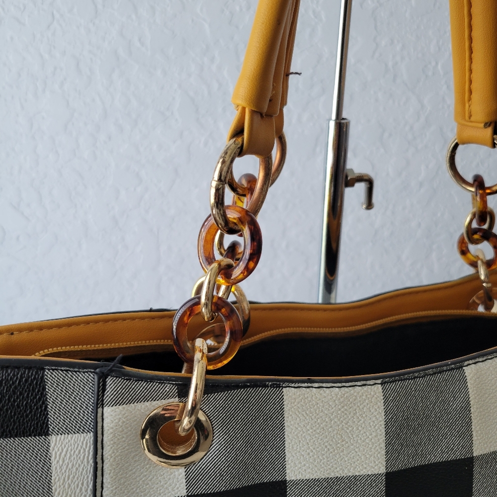 MKF Collection Yale  Buffalo Plaid 2-PC Set Tote Bag & Wristlet Wallet - Picture 13 of 16